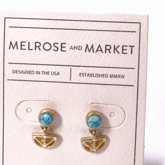 Nordstrom Melrose and Market Turq Stone Cut Out Arrow Drop Earrings NWT 45 - Picture 7 of 8